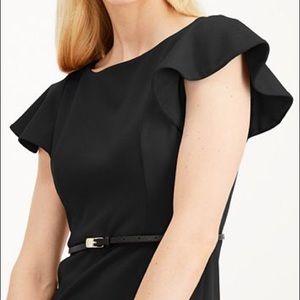 CALVIN KLEIN Black Flutter Sleeve Pencil Dress 12
